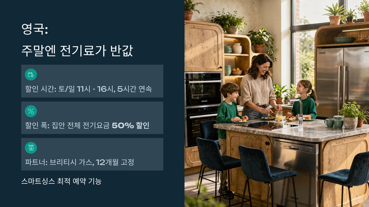 영국 전기요금 50% 할인 안내, 주말 특정 시간 전기료 절감 혜택