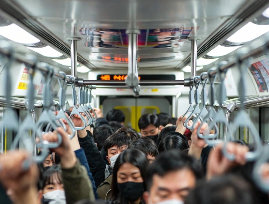 버스파업으로 혼잡한 출퇴근 풍경